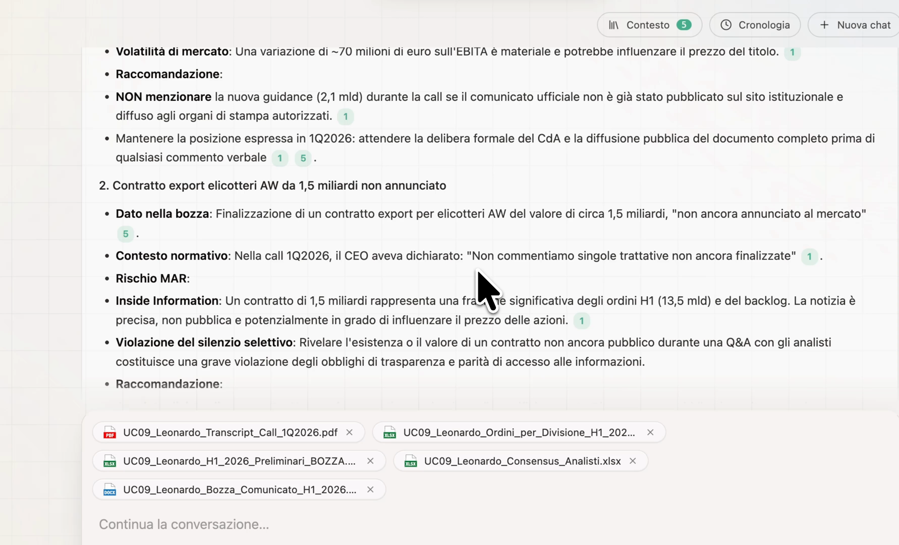 Citazione puntuale: ogni risposta cita documento, pagina e paragrafo